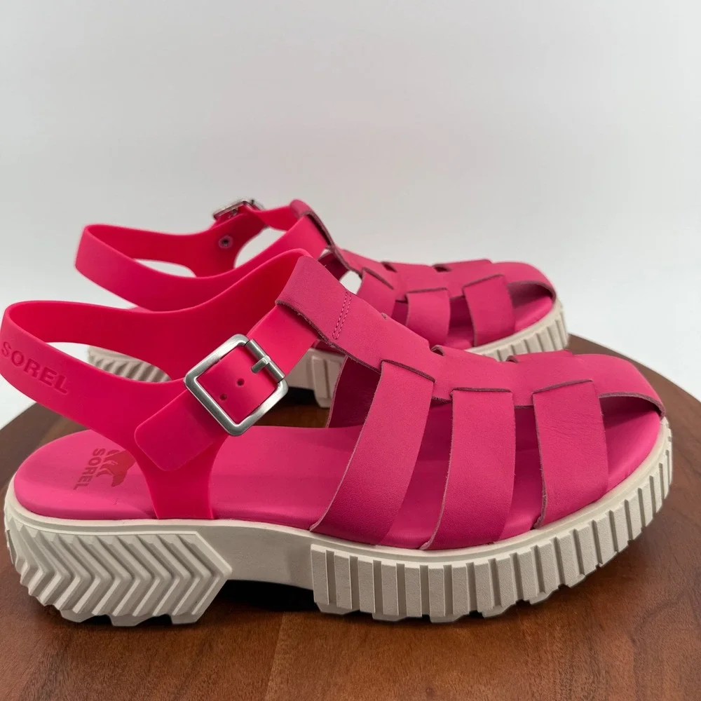SOREL ONA Streetworks Fisherman Mid Gladiator Sandal  Pink Platform Women 12